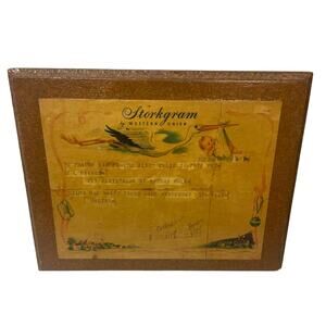 Vintage 1963 Western Union Telegram Wood Base Baby Girl Born Storkgram Wall Art